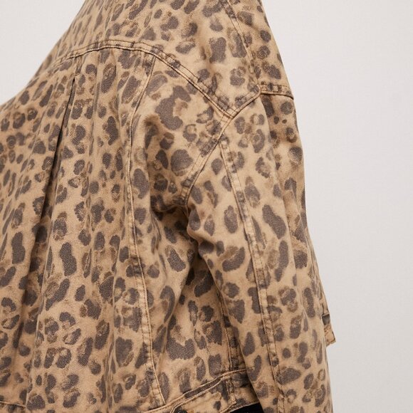 Free People Leopard Print Jean Jacket - Picture 1 of 8